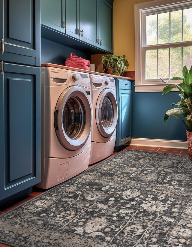 Gray 7' 10 x 10' Portland Rectangle Area Rug 85% Polypropylene & 15% Polyester Vintage Distressed Traditional Carpet for Home Decor for Sale at Rug Engine