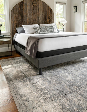 Gray 10' x 13' 1 Portland Rectangle Area Rug 85% Polypropylene & 15% Polyester Vintage Distressed Traditional Carpet for Home Decor for Sale at Rug Engine