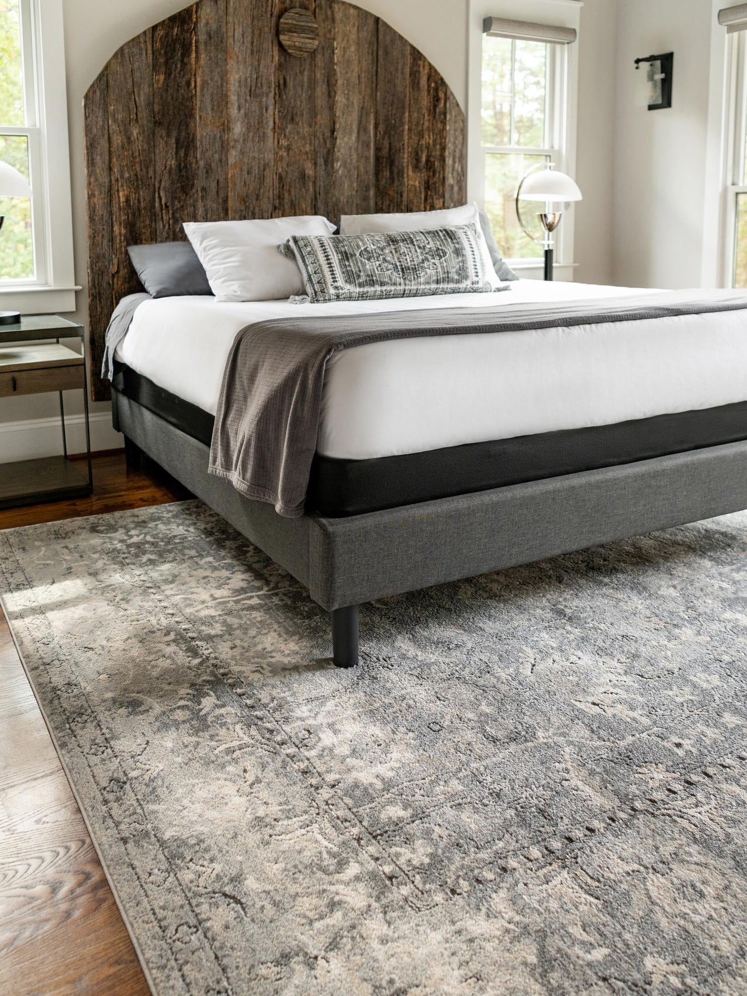 Gray 10' x 14' 1 Portland Rectangle Area Rug 85% Polypropylene & 15% Polyester Vintage Distressed Traditional Carpet for Home Decor for Sale at Rug Engine