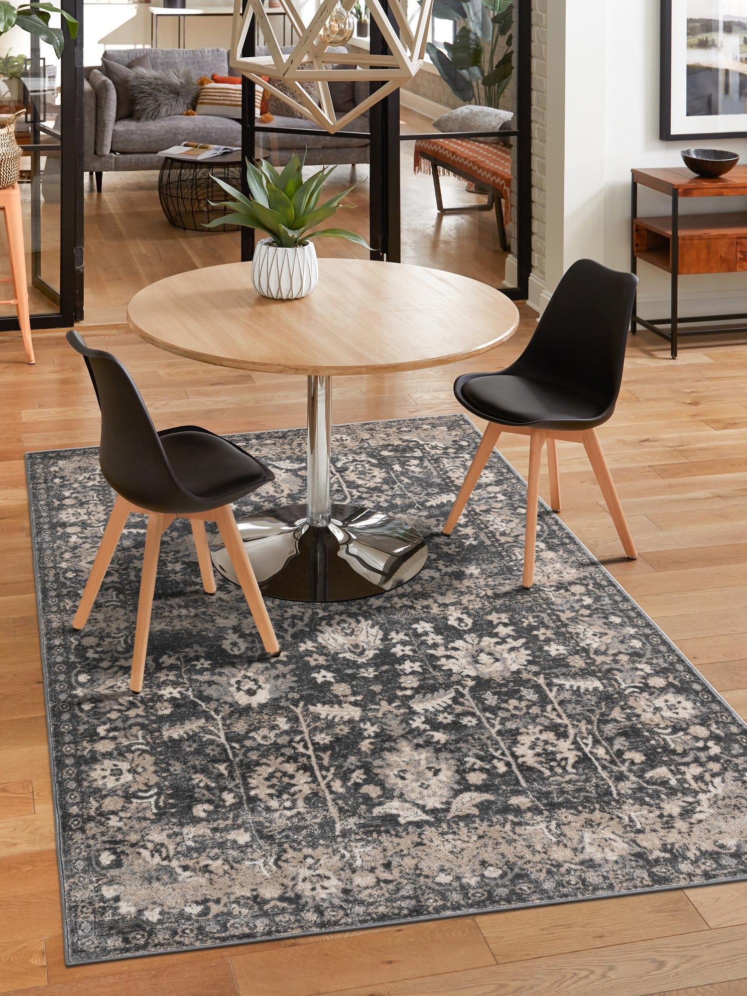 Gray 9' x 12' Portland Rectangle Area Rug 85% Polypropylene & 15% Polyester Vintage Distressed Traditional Carpet for Home Decor for Sale at Rug Engine