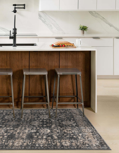 Gray 9' x 12' Portland Rectangle Area Rug 85% Polypropylene & 15% Polyester Vintage Distressed Traditional Carpet for Home Decor for Sale at Rug Engine