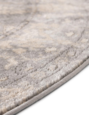 Gray 3' 1 x 3' 1 Portland Round Area Rug 85% Polypropylene & 15% Polyester Vintage Distressed Traditional Carpet for Home Decor for Sale at Rug Engine