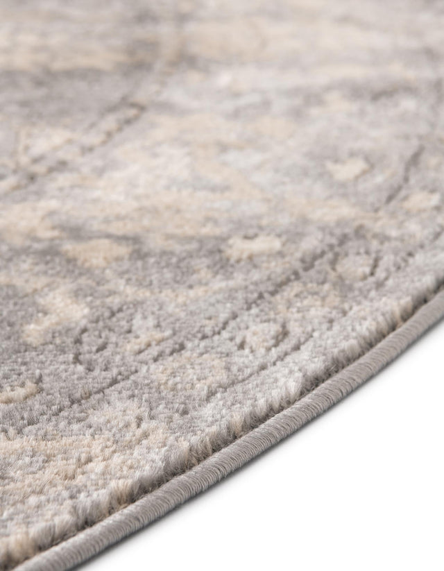 Gray 3' 1 x 3' 1 Portland Round Area Rug 85% Polypropylene & 15% Polyester Vintage Distressed Traditional Carpet for Home Decor for Sale at Rug Engine