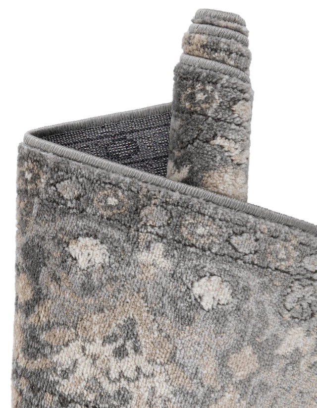 Gray 3' 1 x 3' 1 Portland Round Area Rug 85% Polypropylene & 15% Polyester Vintage Distressed Traditional Carpet for Home Decor for Sale at Rug Engine