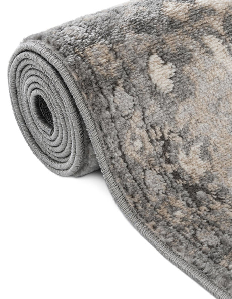 Gray 3' 1 x 3' 1 Portland Round Area Rug 85% Polypropylene & 15% Polyester Vintage Distressed Traditional Carpet for Home Decor for Sale at Rug Engine