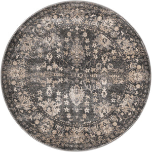 Gray 5' 3 x 5' 3 Portland Round Area Rug 85% Polypropylene & 15% Polyester Vintage Distressed Traditional Carpet for Home Decor for Sale at Rug Engine
