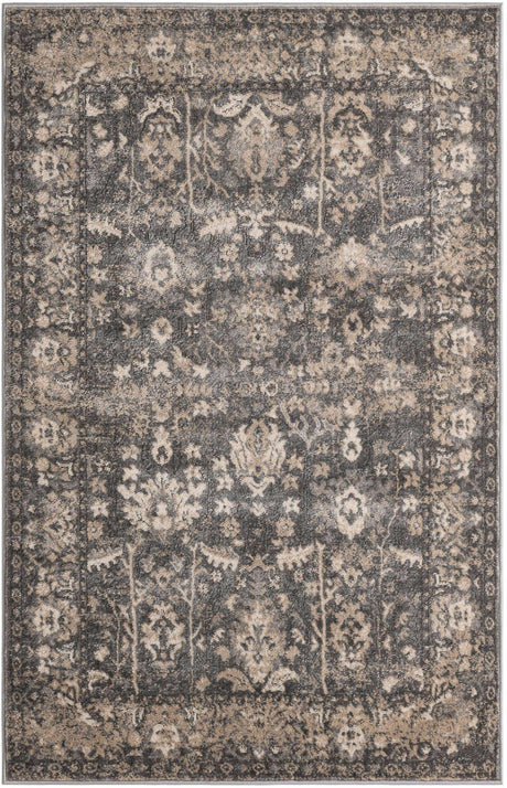 Gray 4' 1 x 6' 1 Portland Rectangle Area Rug 85% Polypropylene & 15% Polyester Vintage Distressed Traditional Carpet for Home Decor for Sale at Rug Engine