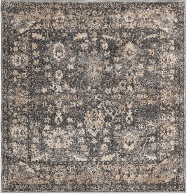 Gray 4' 1 x 4' 1 Portland Square Area Rug 85% Polypropylene & 15% Polyester Vintage Distressed Traditional Carpet for Home Decor for Sale at Rug Engine