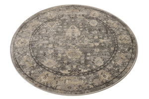 Gray 3' 1 x 3' 1 Portland Round Area Rug 85% Polypropylene & 15% Polyester Vintage Distressed Traditional Carpet for Home Decor for Sale at Rug Engine