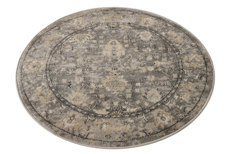 Gray 3' 1 x 3' 1 Portland Round Area Rug 85% Polypropylene & 15% Polyester Vintage Distressed Traditional Carpet for Home Decor for Sale at Rug Engine