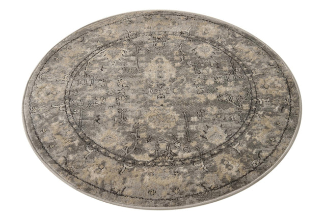 Gray 3' 1 x 3' 1 Portland Round Area Rug 85% Polypropylene & 15% Polyester Vintage Distressed Traditional Carpet for Home Decor for Sale at Rug Engine