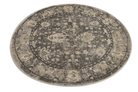 Gray 3' 1 x 3' 1 Portland Round Area Rug 85% Polypropylene & 15% Polyester Vintage Distressed Traditional Carpet for Home Decor for Sale at Rug Engine