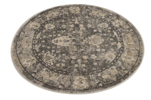 Gray 3' 1 x 3' 1 Portland Round Area Rug 85% Polypropylene & 15% Polyester Vintage Distressed Traditional Carpet for Home Decor for Sale at Rug Engine