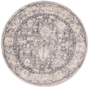 Gray 3' 1 x 3' 1 Portland Round Area Rug 85% Polypropylene & 15% Polyester Vintage Distressed Traditional Carpet for Home Decor for Sale at Rug Engine