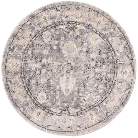 Gray 3' 1 x 3' 1 Portland Round Area Rug 85% Polypropylene & 15% Polyester Vintage Distressed Traditional Carpet for Home Decor for Sale at Rug Engine