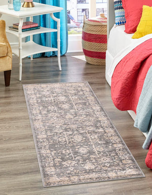 Gray 2' x 6' 1 Portland Runner Area Rug 85% Polypropylene & 15% Polyester Vintage Distressed Traditional Carpet for Home Decor for Sale at Rug Engine