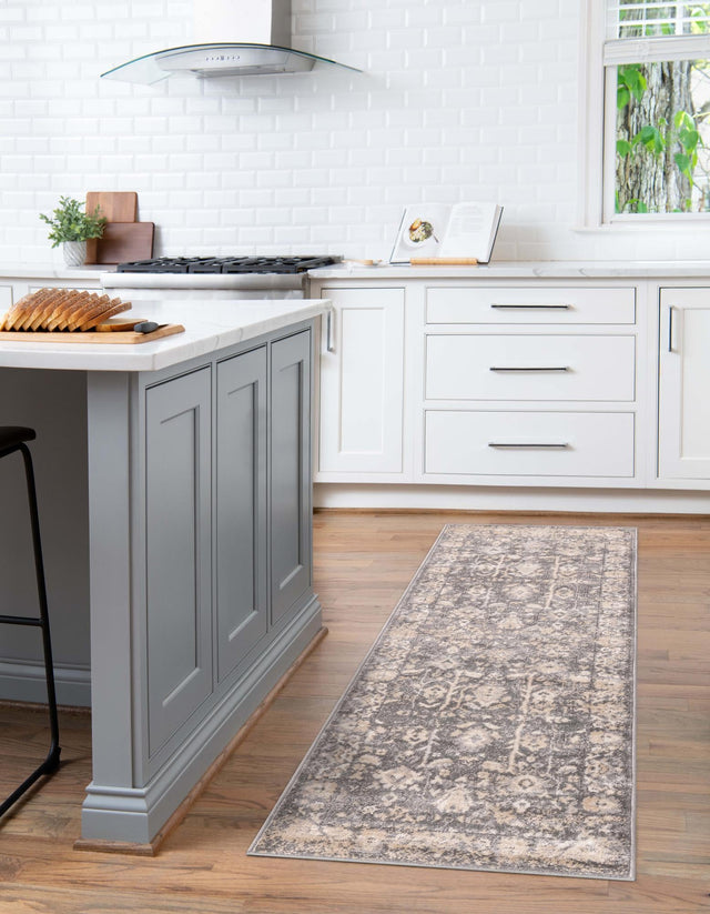 Gray 2' 2 x 12' Portland Runner Area Rug 85% Polypropylene & 15% Polyester Vintage Distressed Traditional Carpet for Home Decor for Sale at Rug Engine