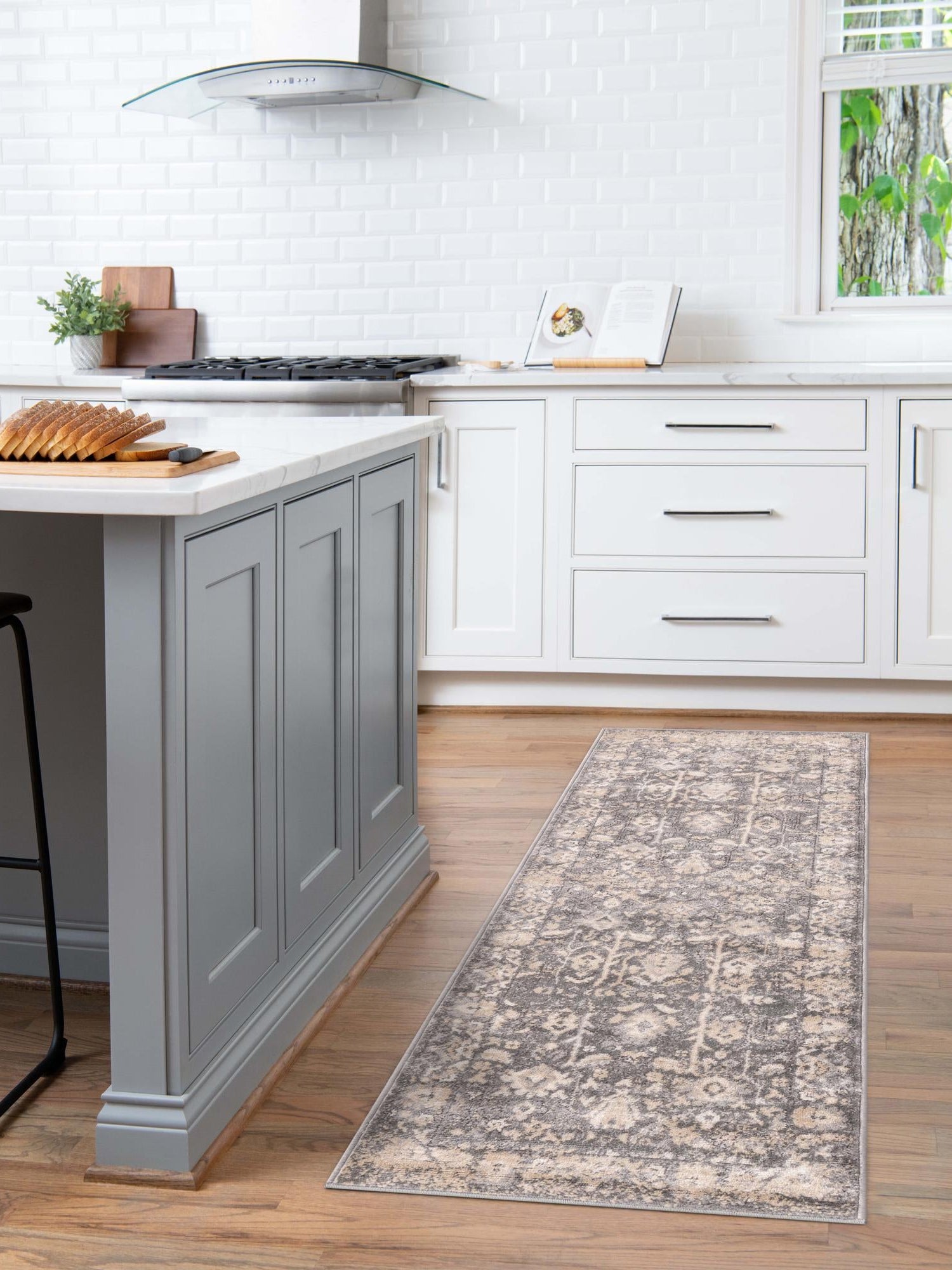 Gray 2' x 8' Portland Runner Area Rug 85% Polypropylene & 15% Polyester Vintage Distressed Traditional Carpet for Home Decor for Sale at Rug Engine