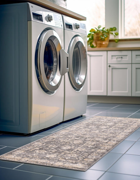 Gray 2' x 6' 1 Portland Runner Area Rug 85% Polypropylene & 15% Polyester Vintage Distressed Traditional Carpet for Home Decor for Sale at Rug Engine