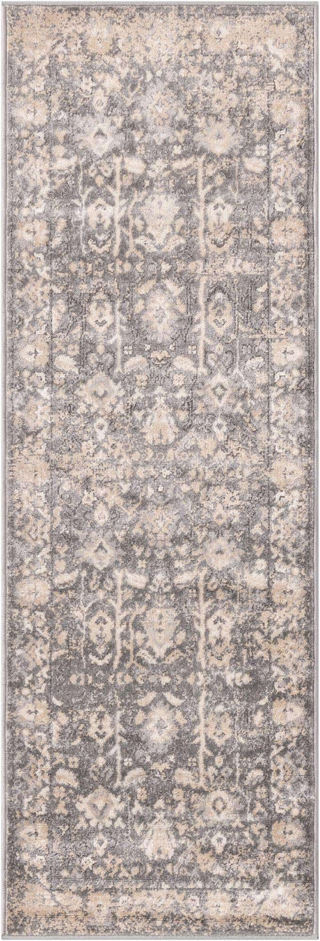 Gray 2' x 6' 1 Portland Runner Area Rug 85% Polypropylene & 15% Polyester Vintage Distressed Traditional Carpet for Home Decor for Sale at Rug Engine