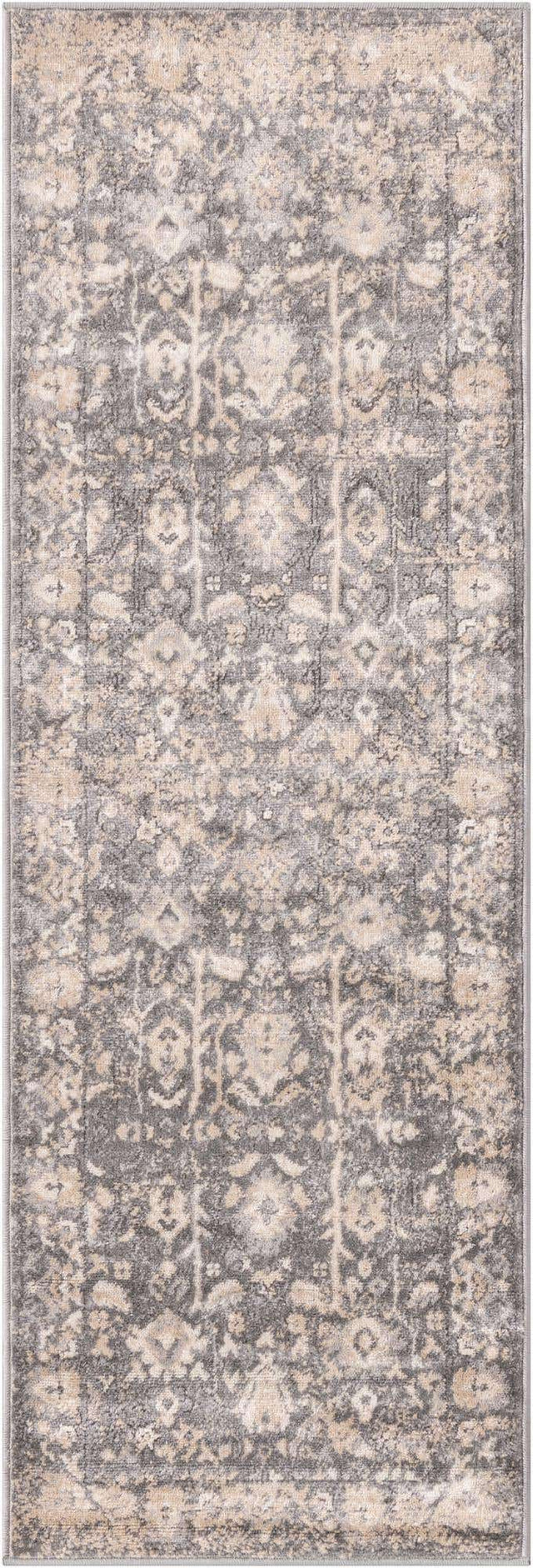 Gray 2' x 6' 1 Portland Runner Area Rug 85% Polypropylene & 15% Polyester Vintage Distressed Traditional Carpet for Home Decor for Sale at Rug Engine
