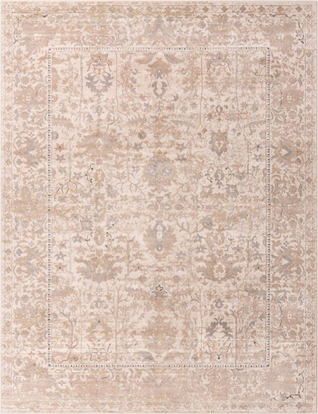 Ivory 9' x 12' Portland Rectangle Area Rug 85% Polypropylene & 15% Polyester Vintage Distressed Traditional Carpet for Home Decor for Sale at Rug Engine