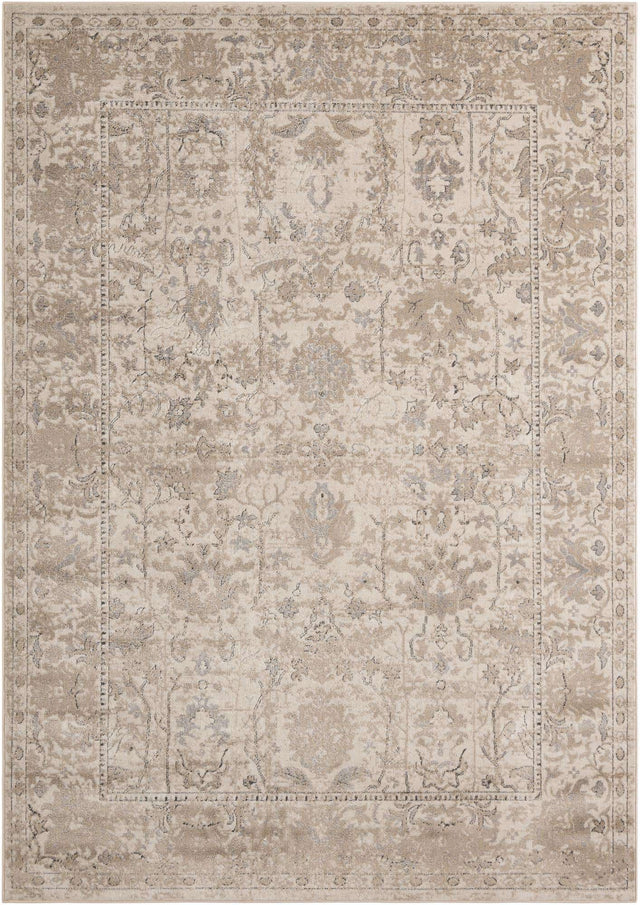 Ivory 7' 10 x 11' Portland Rectangle Area Rug 85% Polypropylene & 15% Polyester Vintage Distressed Traditional Carpet for Home Decor for Sale at Rug Engine