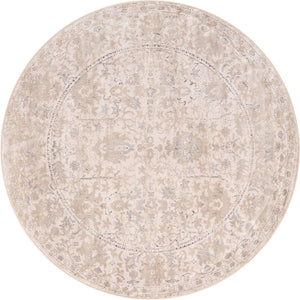 Ivory 7' 1 x 7' 1 Portland Round Area Rug 85% Polypropylene & 15% Polyester Vintage Distressed Traditional Carpet for Home Decor for Sale at Rug Engine