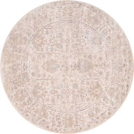 Ivory 7' 1 x 7' 1 Portland Round Area Rug 85% Polypropylene & 15% Polyester Vintage Distressed Traditional Carpet for Home Decor for Sale at Rug Engine