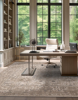 Ivory 6' 1 x 6' 1 Portland Square Area Rug 85% Polypropylene & 15% Polyester Vintage Distressed Traditional Carpet for Home Decor for Sale at Rug Engine