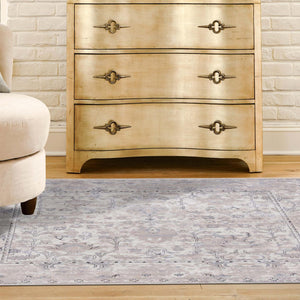 Ivory 5' 3 x 5' 3 Portland Square Area Rug 85% Polypropylene & 15% Polyester Vintage Distressed Traditional Carpet for Home Decor for Sale at Rug Engine