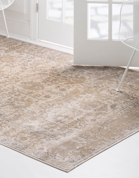 Ivory 9' x 12' Portland Rectangle Area Rug 85% Polypropylene & 15% Polyester Vintage Distressed Traditional Carpet for Home Decor for Sale at Rug Engine