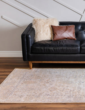 Ivory 5' 3 x 8' Portland Rectangle Area Rug 85% Polypropylene & 15% Polyester Vintage Distressed Traditional Carpet for Home Decor for Sale at Rug Engine