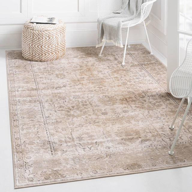 Ivory 7' 1 x 10' Portland Rectangle Area Rug 85% Polypropylene & 15% Polyester Vintage Distressed Traditional Carpet for Home Decor for Sale at Rug Engine