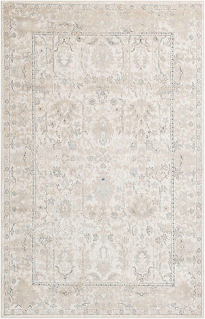 Ivory 5' 3 x 8' Portland Rectangle Area Rug 85% Polypropylene & 15% Polyester Vintage Distressed Traditional Carpet for Home Decor for Sale at Rug Engine