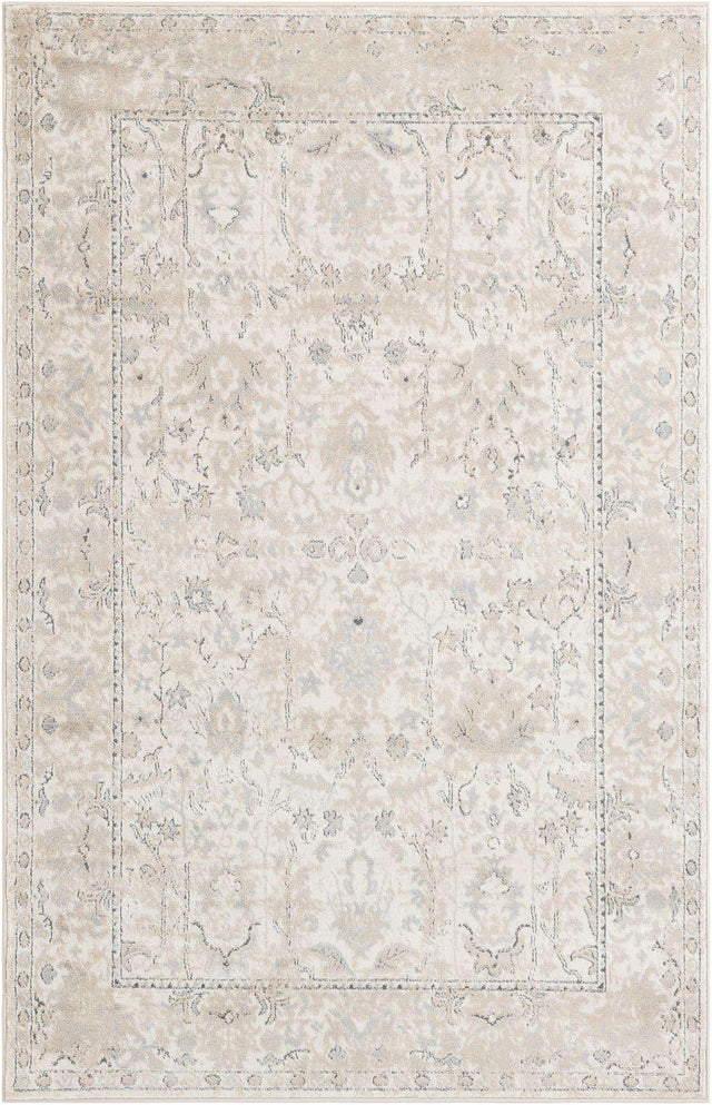 Ivory 5' 3 x 8' Portland Rectangle Area Rug 85% Polypropylene & 15% Polyester Vintage Distressed Traditional Carpet for Home Decor for Sale at Rug Engine