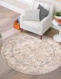 Ivory 10' x 10' Portland Round Area Rug 85% Polypropylene & 15% Polyester Vintage Distressed Traditional Carpet for Home Decor for Sale at Rug Engine