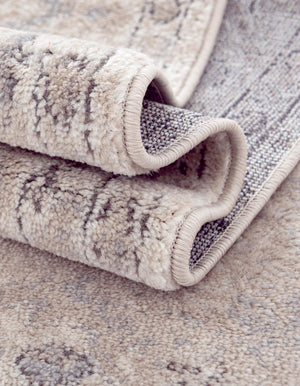 Ivory 7' 10 x 7' 10 Portland Round Area Rug 85% Polypropylene & 15% Polyester Vintage Distressed Traditional Carpet for Home Decor for Sale at Rug Engine