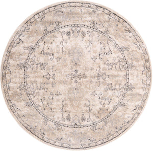 Ivory 5' 3 x 5' 3 Portland Round Area Rug 85% Polypropylene & 15% Polyester Vintage Distressed Traditional Carpet for Home Decor for Sale at Rug Engine