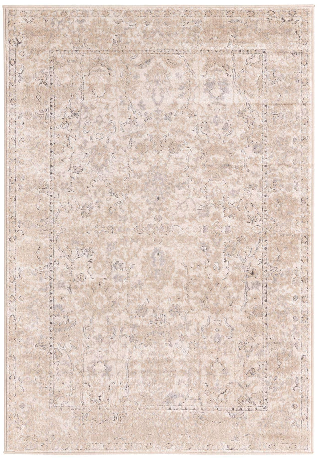 Ivory 4' 1 x 6' 1 Portland Rectangle Area Rug 85% Polypropylene & 15% Polyester Vintage Distressed Traditional Carpet for Home Decor for Sale at Rug Engine