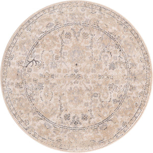 Ivory 3' 1 x 3' 1 Portland Round Area Rug 85% Polypropylene & 15% Polyester Vintage Distressed Traditional Carpet for Home Decor for Sale at Rug Engine