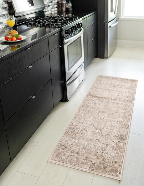 Ivory 2' 7 x 10' Portland Runner Area Rug 85% Polypropylene & 15% Polyester Vintage Distressed Traditional Carpet for Home Decor for Sale at Rug Engine