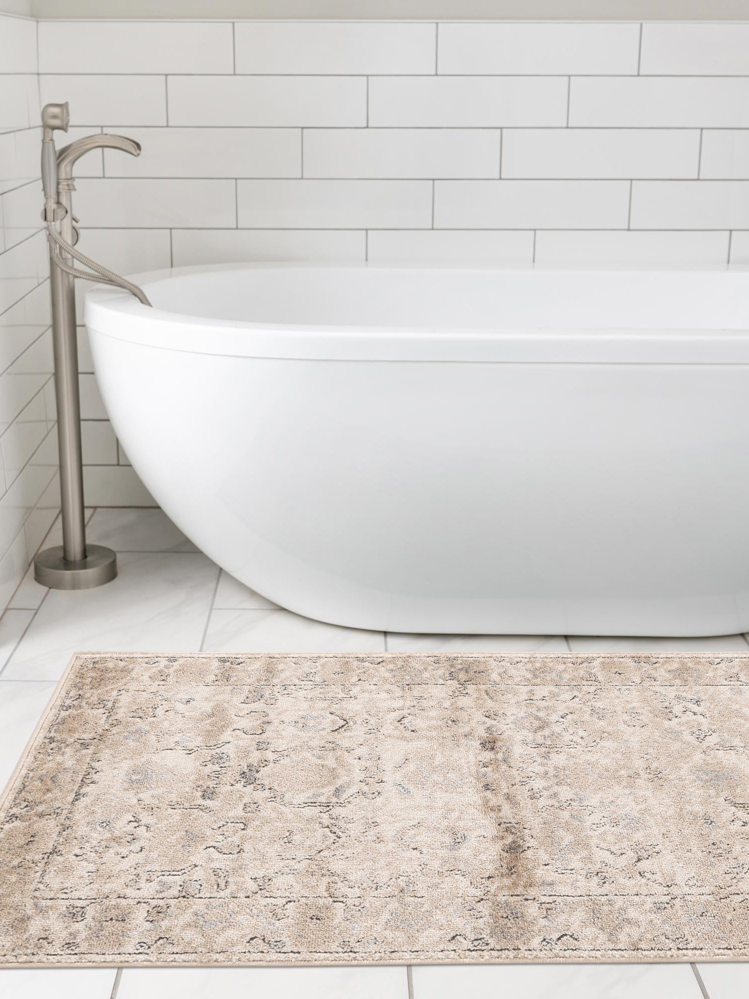 Ivory 2' 7 x 10' Portland Runner Area Rug 85% Polypropylene & 15% Polyester Vintage Distressed Traditional Carpet for Home Decor for Sale at Rug Engine