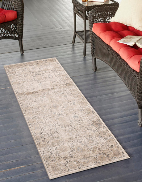 Ivory 2' x 8' Portland Runner Area Rug 85% Polypropylene & 15% Polyester Vintage Distressed Traditional Carpet for Home Decor for Sale at Rug Engine