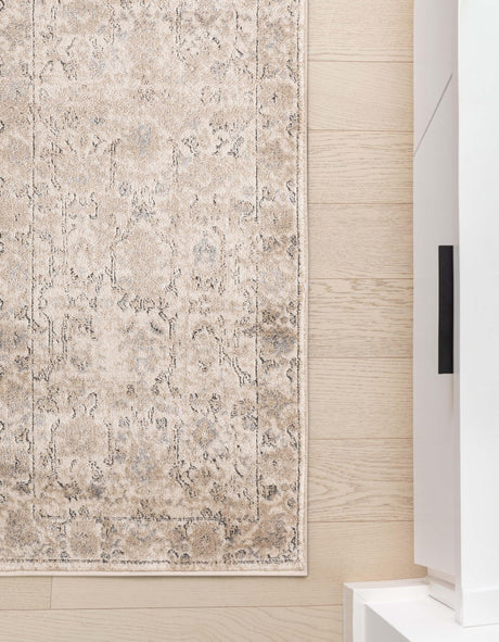 Ivory 2' 7 x 10' Portland Runner Area Rug 85% Polypropylene & 15% Polyester Vintage Distressed Traditional Carpet for Home Decor for Sale at Rug Engine