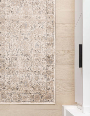 Ivory 2' x 6' 1 Portland Runner Area Rug 85% Polypropylene & 15% Polyester Vintage Distressed Traditional Carpet for Home Decor for Sale at Rug Engine