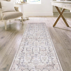 Ivory 2' x 7' 1 Portland Runner Area Rug 85% Polypropylene & 15% Polyester Vintage Distressed Traditional Carpet for Home Decor for Sale at Rug Engine