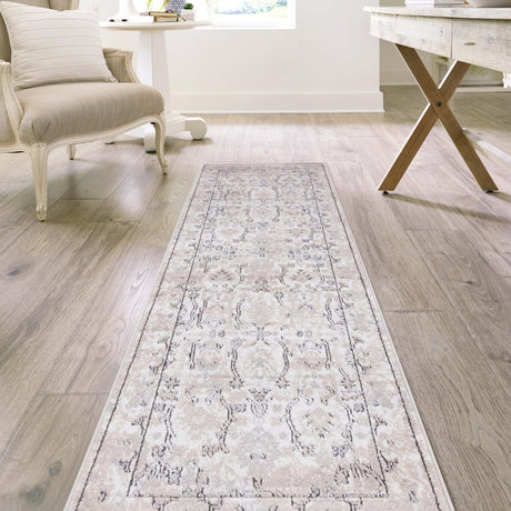 Ivory 2' x 7' 1 Portland Runner Area Rug 85% Polypropylene & 15% Polyester Vintage Distressed Traditional Carpet for Home Decor for Sale at Rug Engine