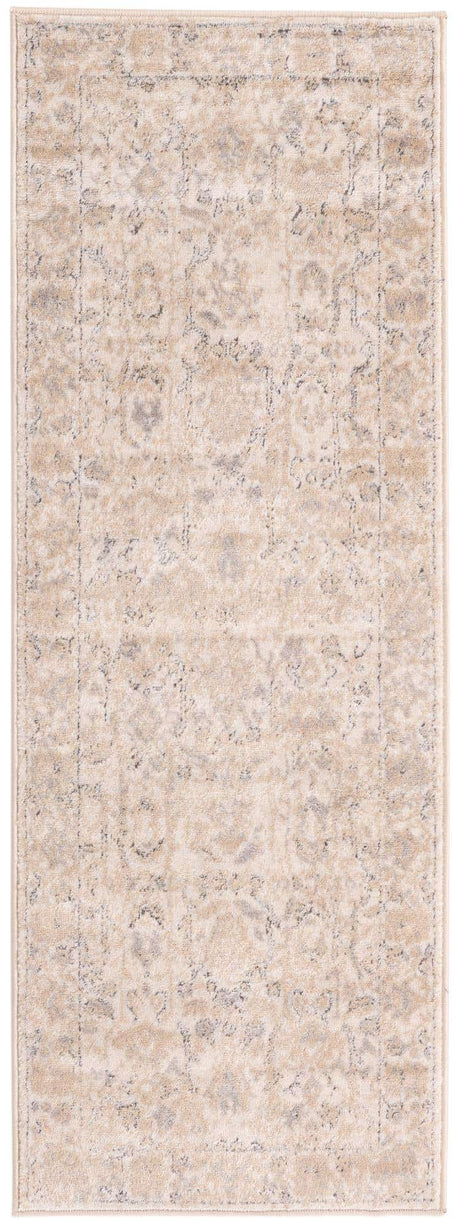 Ivory 2' x 6' 1 Portland Runner Area Rug 85% Polypropylene & 15% Polyester Vintage Distressed Traditional Carpet for Home Decor for Sale at Rug Engine