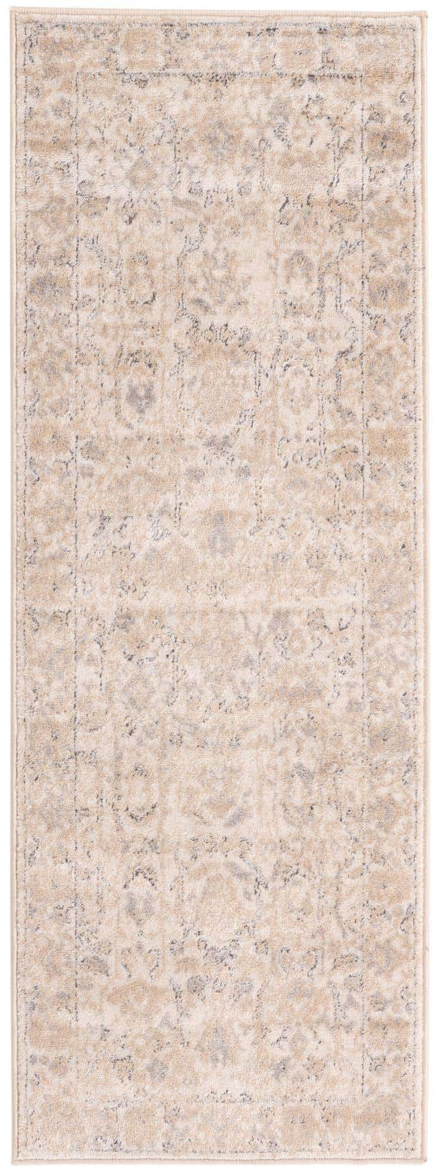Ivory 2' x 6' 1 Portland Runner Area Rug 85% Polypropylene & 15% Polyester Vintage Distressed Traditional Carpet for Home Decor for Sale at Rug Engine